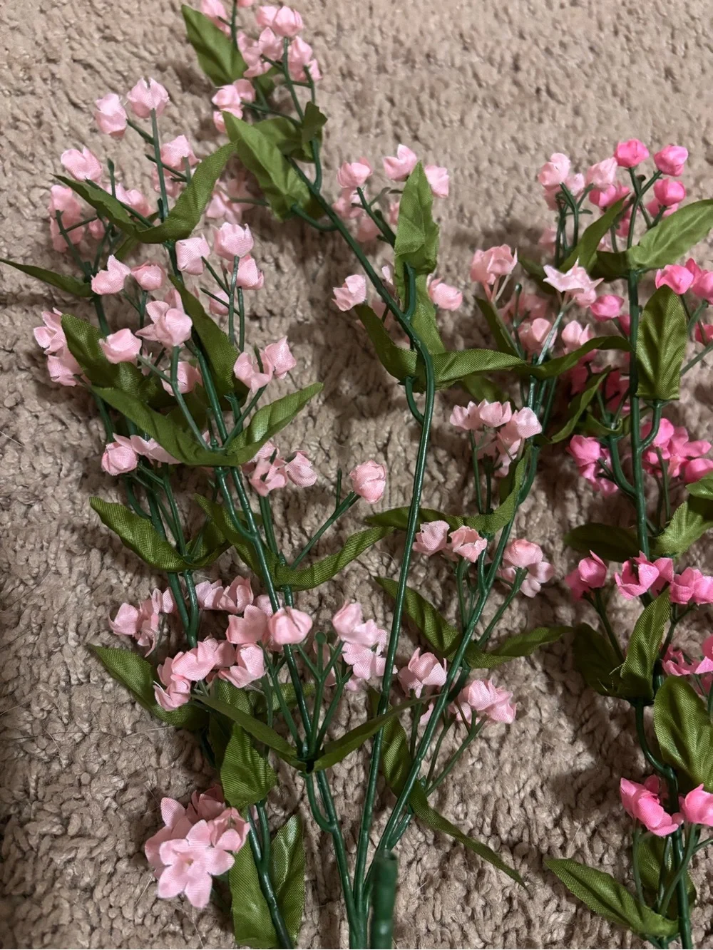Pink & White Faux Baby's Breath Spray – Artificial Floral Stems